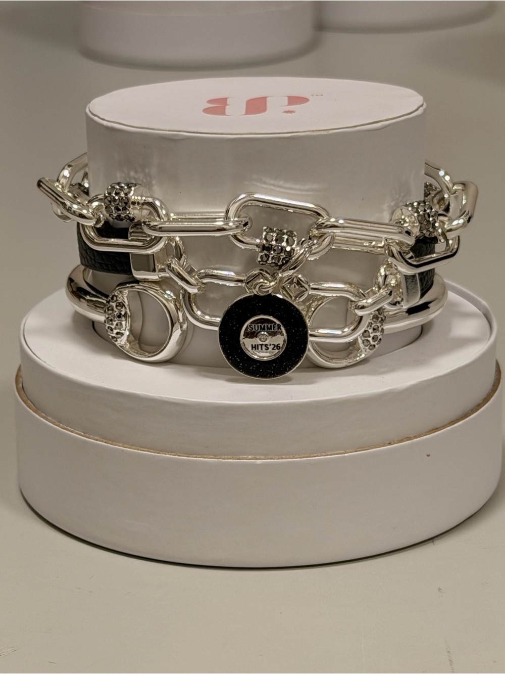 Bomb Party NWT! Silver & Black Chain-Link Bracelet Set “Summer 26 Hits”
